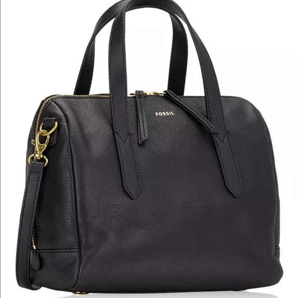 Fossil Sydney Satchel Midnight Navy Blue Leather X-body